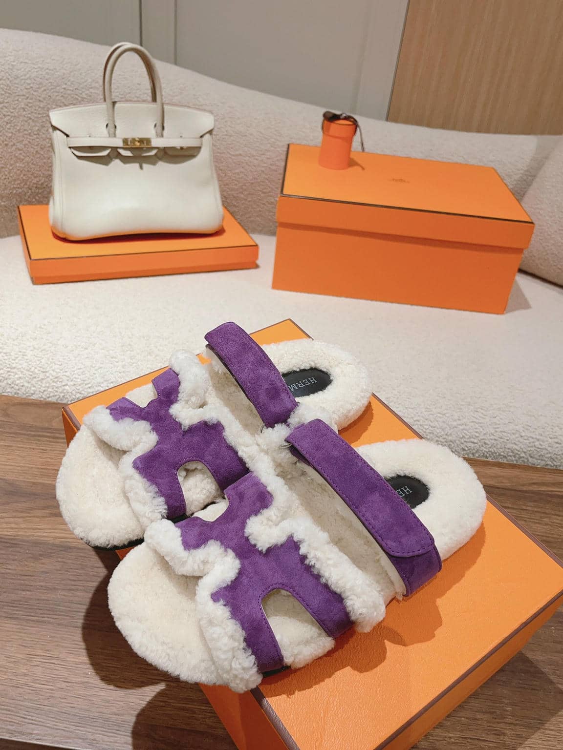 Hermès fur slippers-26